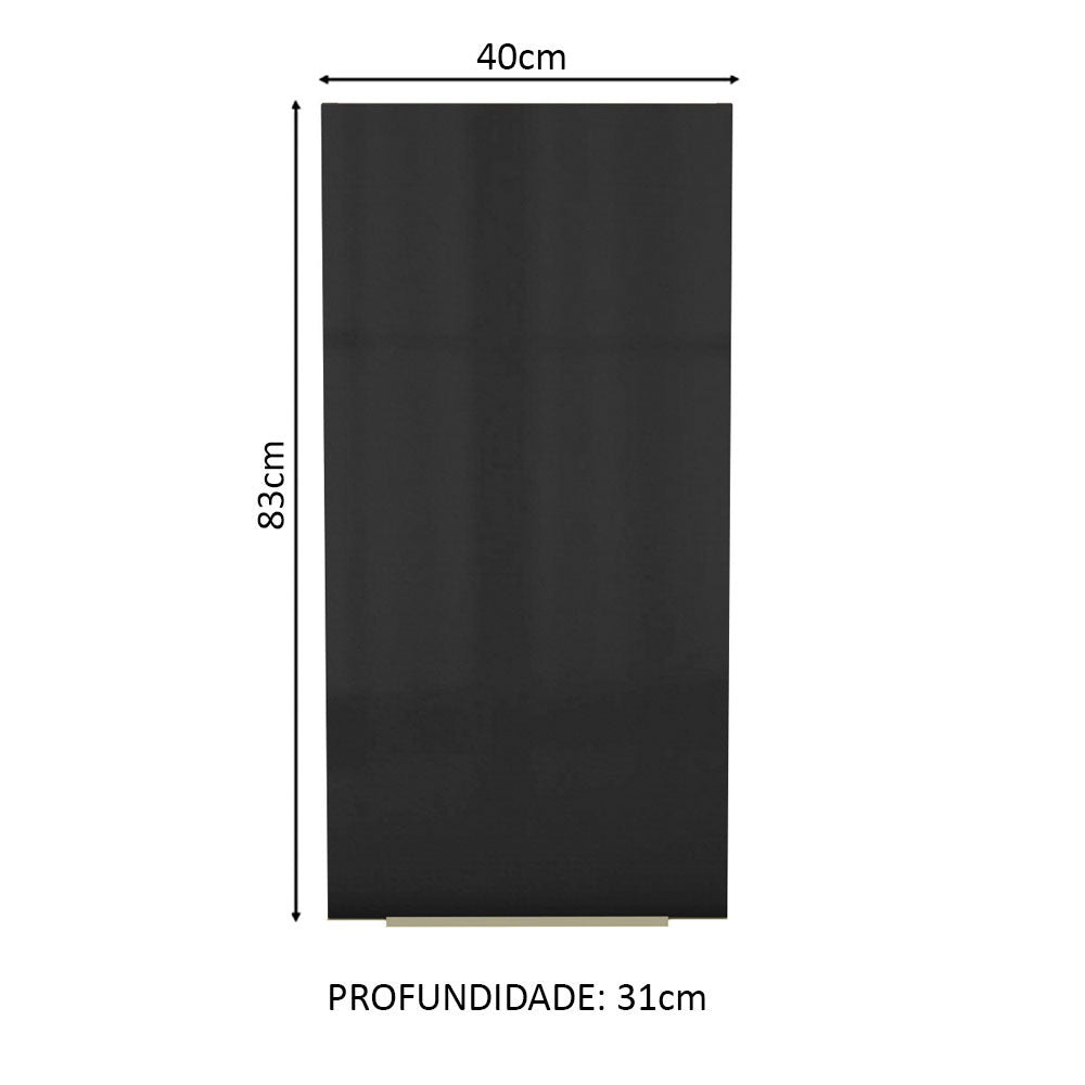 Armário Aéreo Madesa Lux 40 x 83 cm 1 Porta Rustic/Preto