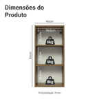 Armário Aéreo Madesa Lux 40 x 83 cm 1 Porta Rustic/Preto