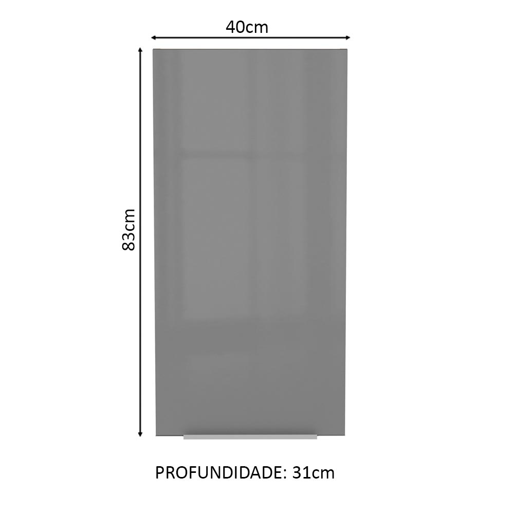 Armário Aéreo Madesa Lux 40 x 83 cm 1 Porta Rustic/Cinza