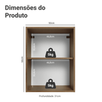 Armário Aéreo 50cm 1 Porta Rustic/Crema Vik Madesa