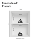 Armário Aéreo 50cm 1 Porta Branco/Branco Veludo Lux Madesa