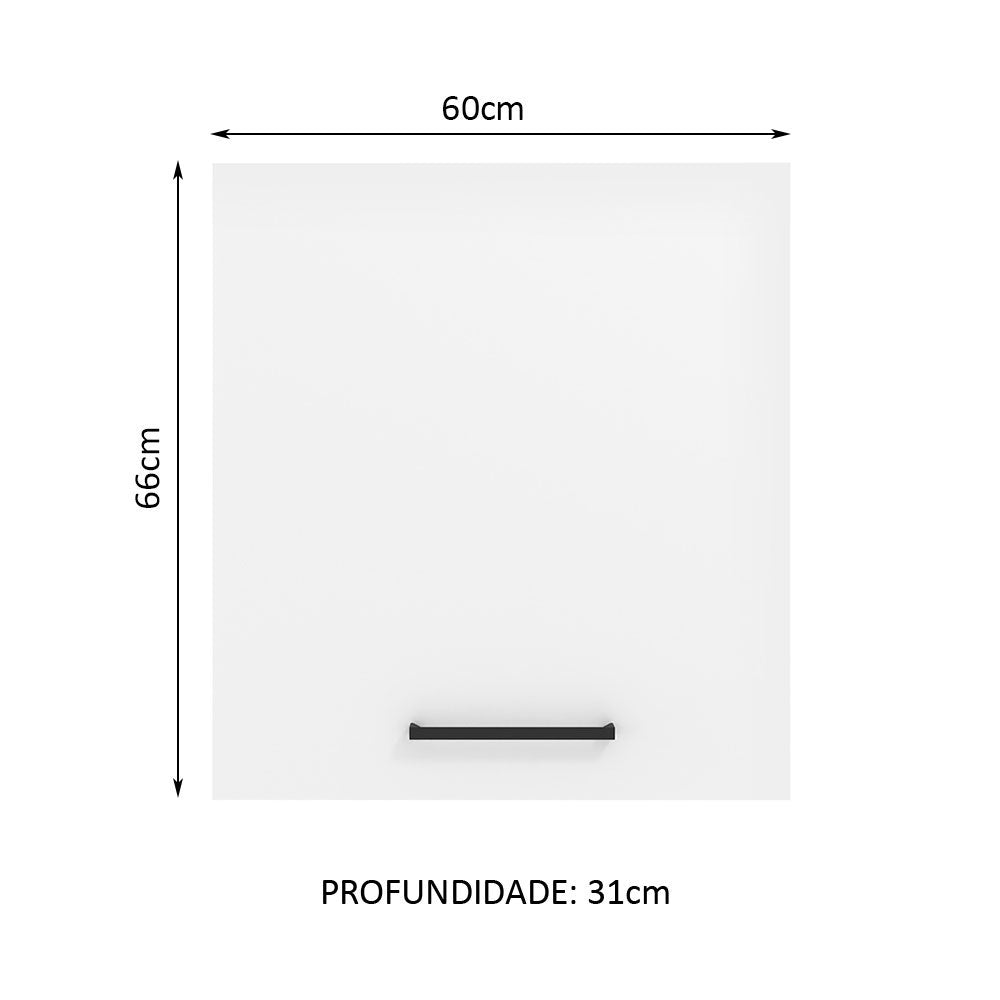 Armário Aéreo Madesa Agata 60 cm 1 Porta Rustic/Branco