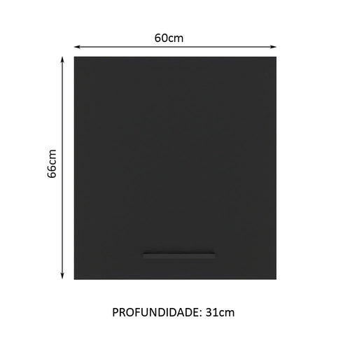 Armário Aéreo Madesa Agata 60 cm 1 Porta Branco/Preto