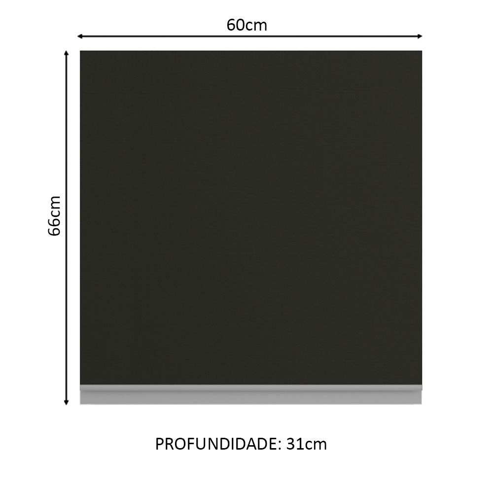 Armário Aéreo Madesa Glamy 60 cm 1 Porta Branco/Preto