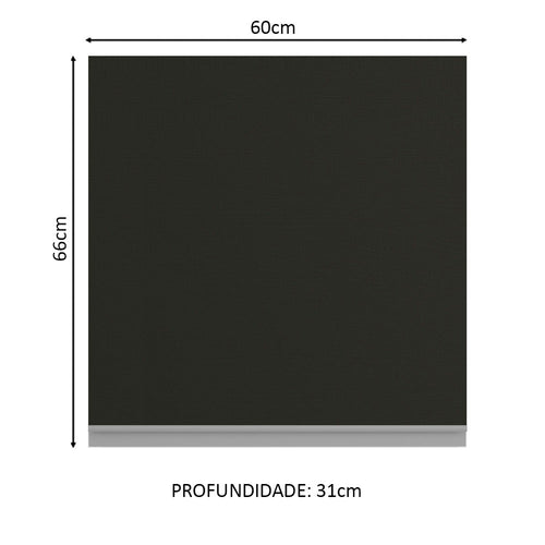 Armário Aéreo Madesa Glamy 60 cm 1 Porta Branco/Preto