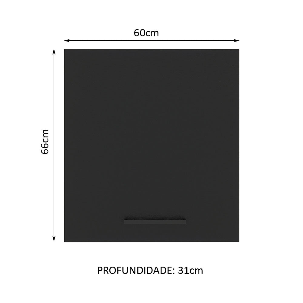 Armário Aéreo Madesa Agata 60 cm 1 Porta Rustic/Preto