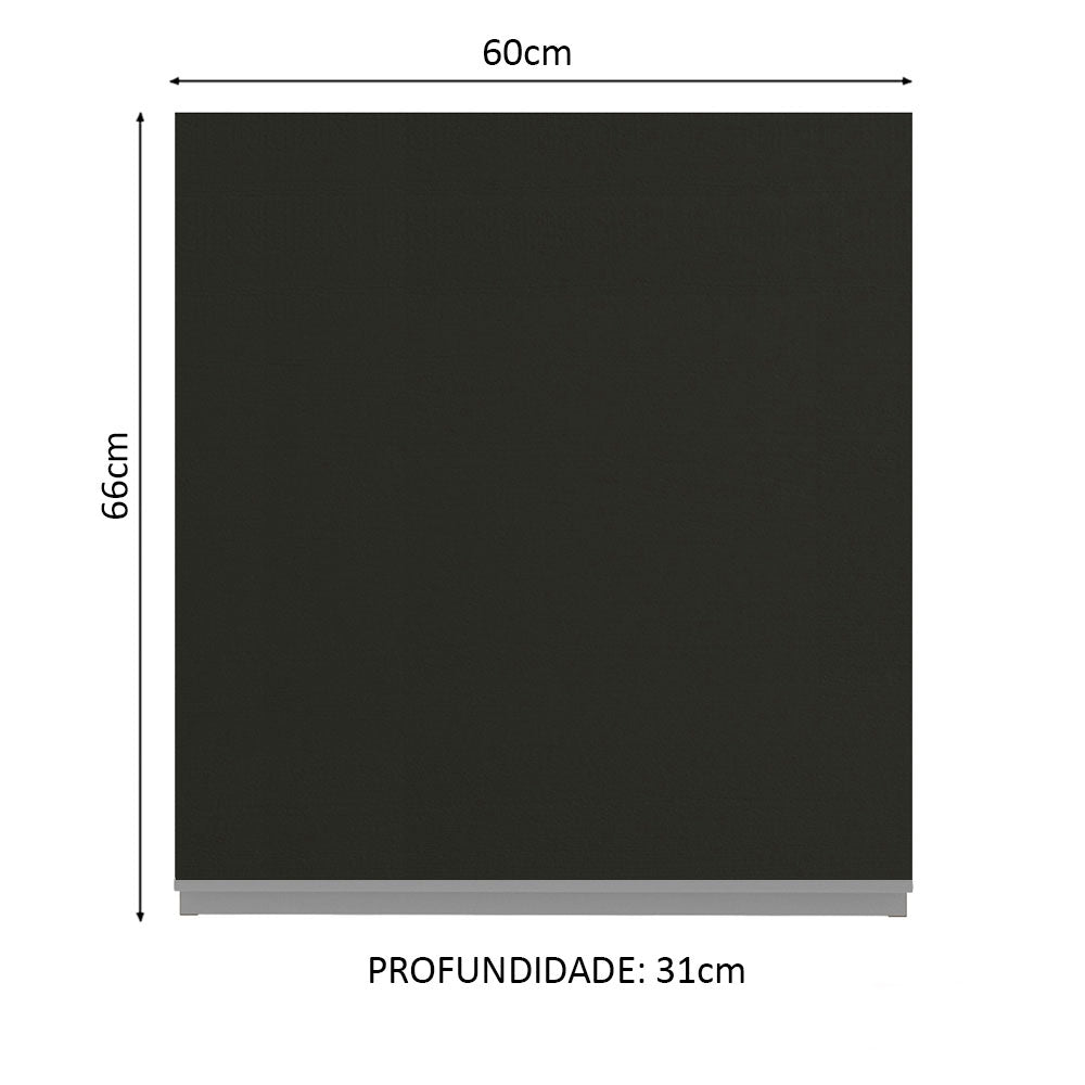 Armário Aéreo Madesa Glamy 60 cm 1 Porta Rustic/Preto