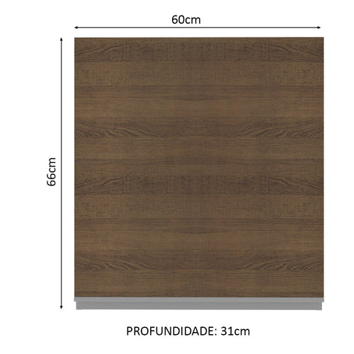 Armário Aéreo Madesa Glamy 60 cm 1 Porta Branco/Rustic