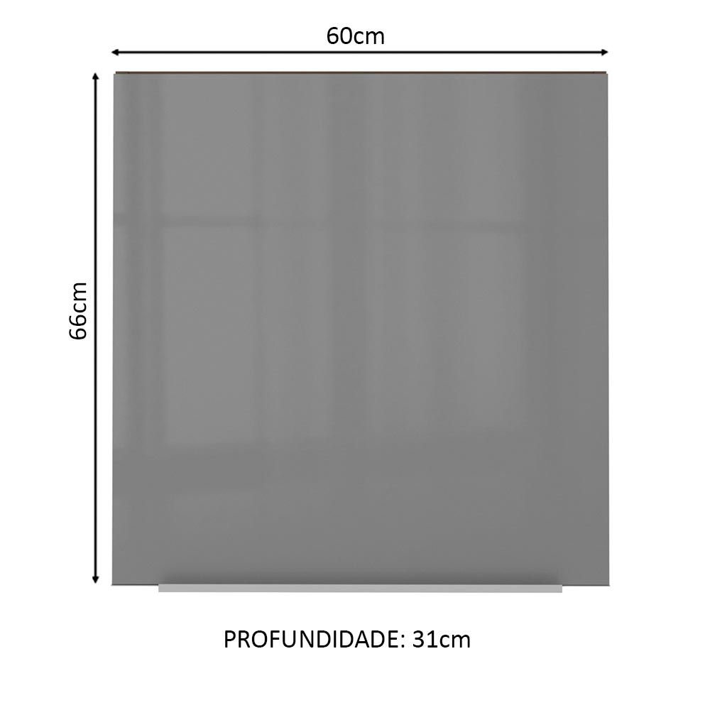 Armário Aéreo Madesa Lux 60 cm 1 Porta Rustic/Cinza