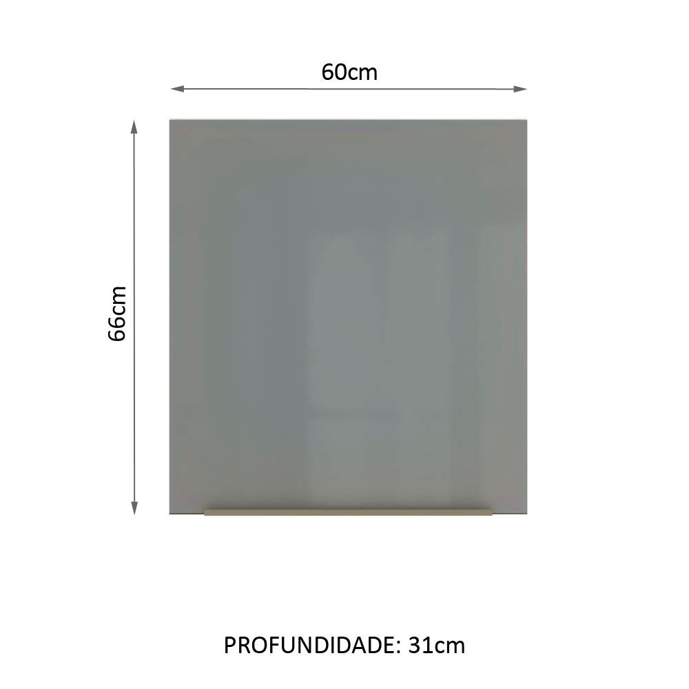 Armário Aéreo Madesa Lux 60 cm 1 Porta Branco/Cinza