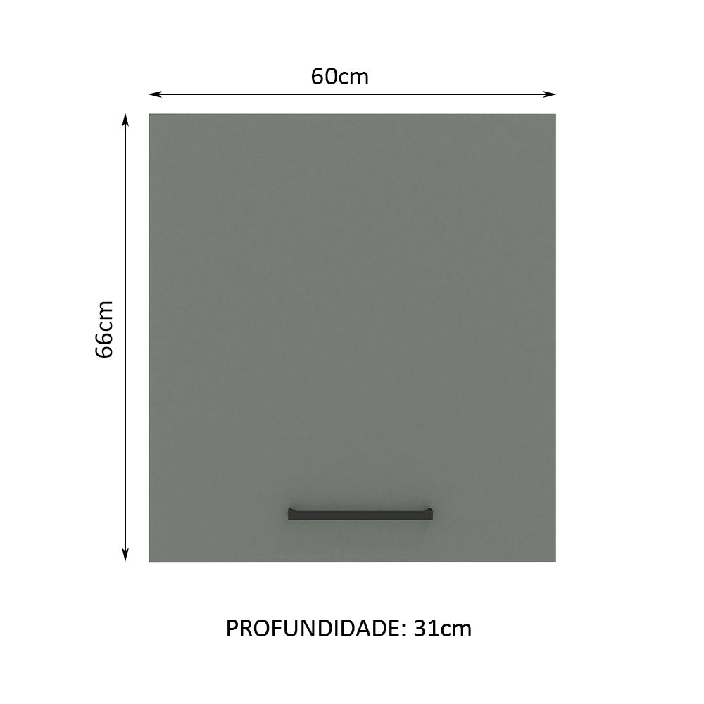 Armário Aéreo Madesa Agata 60 cm 1 Porta Branco/Cinza
