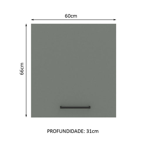 Armário Aéreo Madesa Agata 60 cm 1 Porta Branco/Cinza