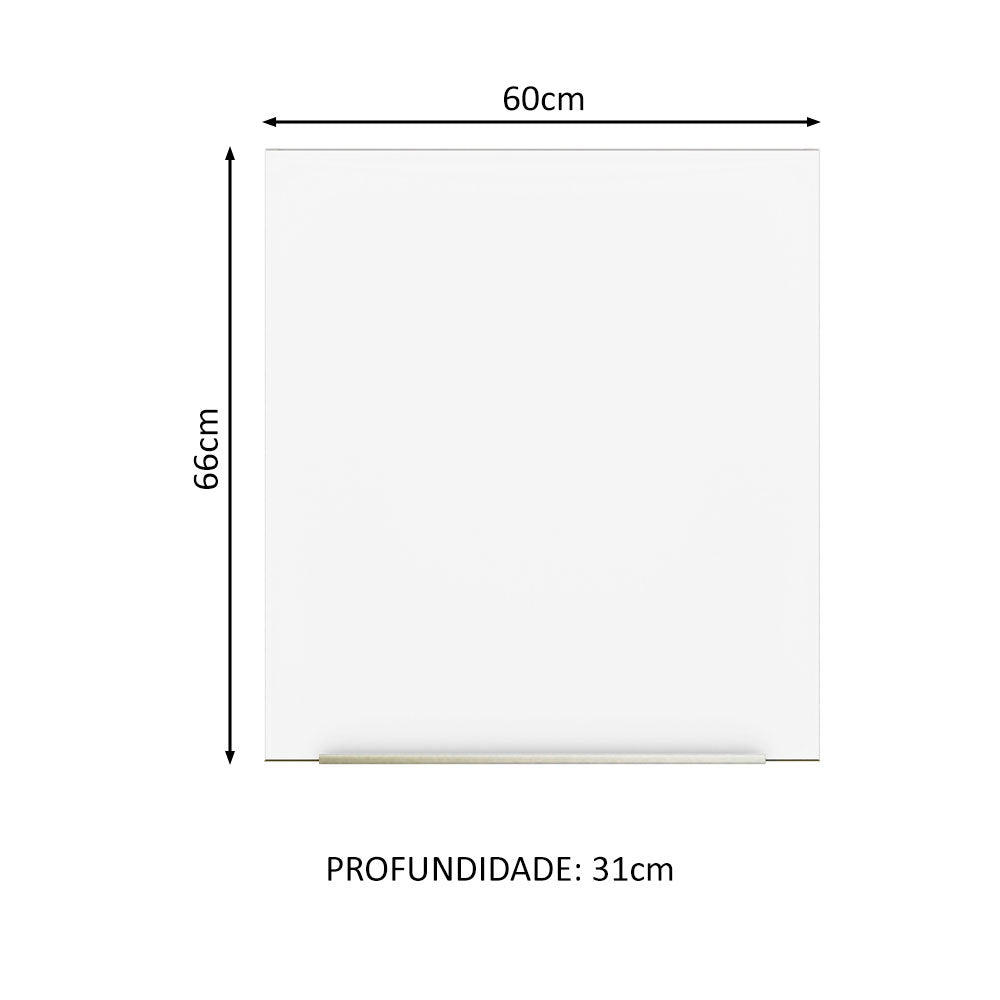Armário Aéreo Madesa Lux 60 cm 1 Porta Branco/Branco Veludo