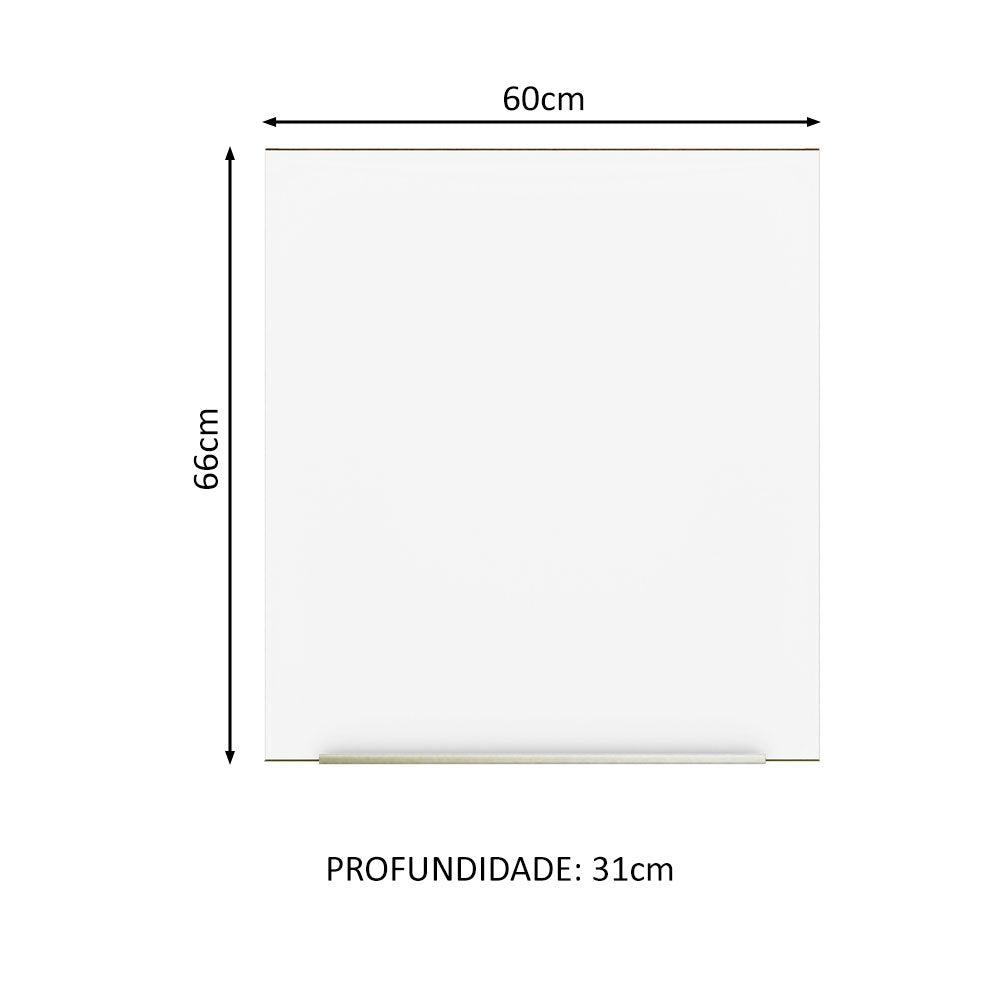 Armário Aéreo Madesa Lux 60 cm 1 Porta Rustic/Branco Veludo