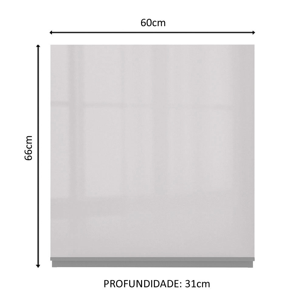 Armário Aéreo Madesa Acordes 100% MDF 60 cm 1 Porta Branco Brilho