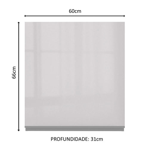 Armário Aéreo Madesa Acordes 100% MDF 60 cm 1 Porta Branco Brilho