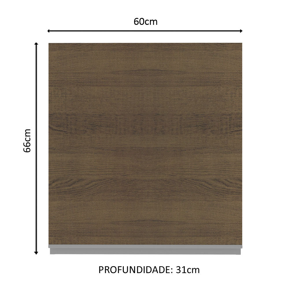 Armário Aéreo Madesa Acordes 100% MDF 60 cm 1 Porta Branco/Rustic