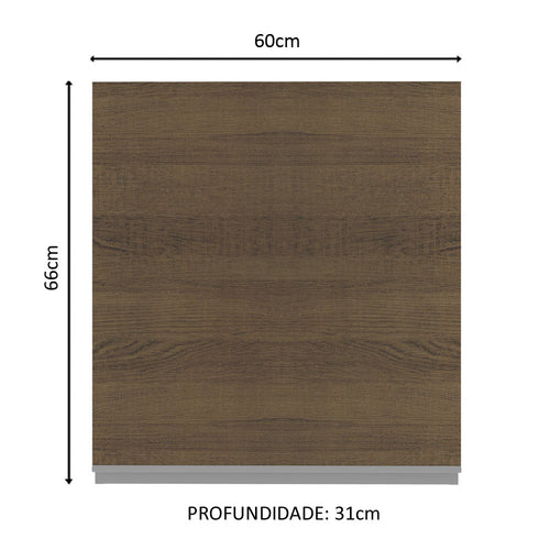 Armário Aéreo Madesa Acordes 100% MDF 60 cm 1 Porta Branco/Rustic