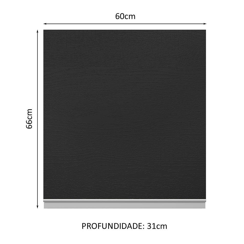 Armário Aéreo 100% MDF 60 cm 1 Porta Branco/Preto Acordes Madesa