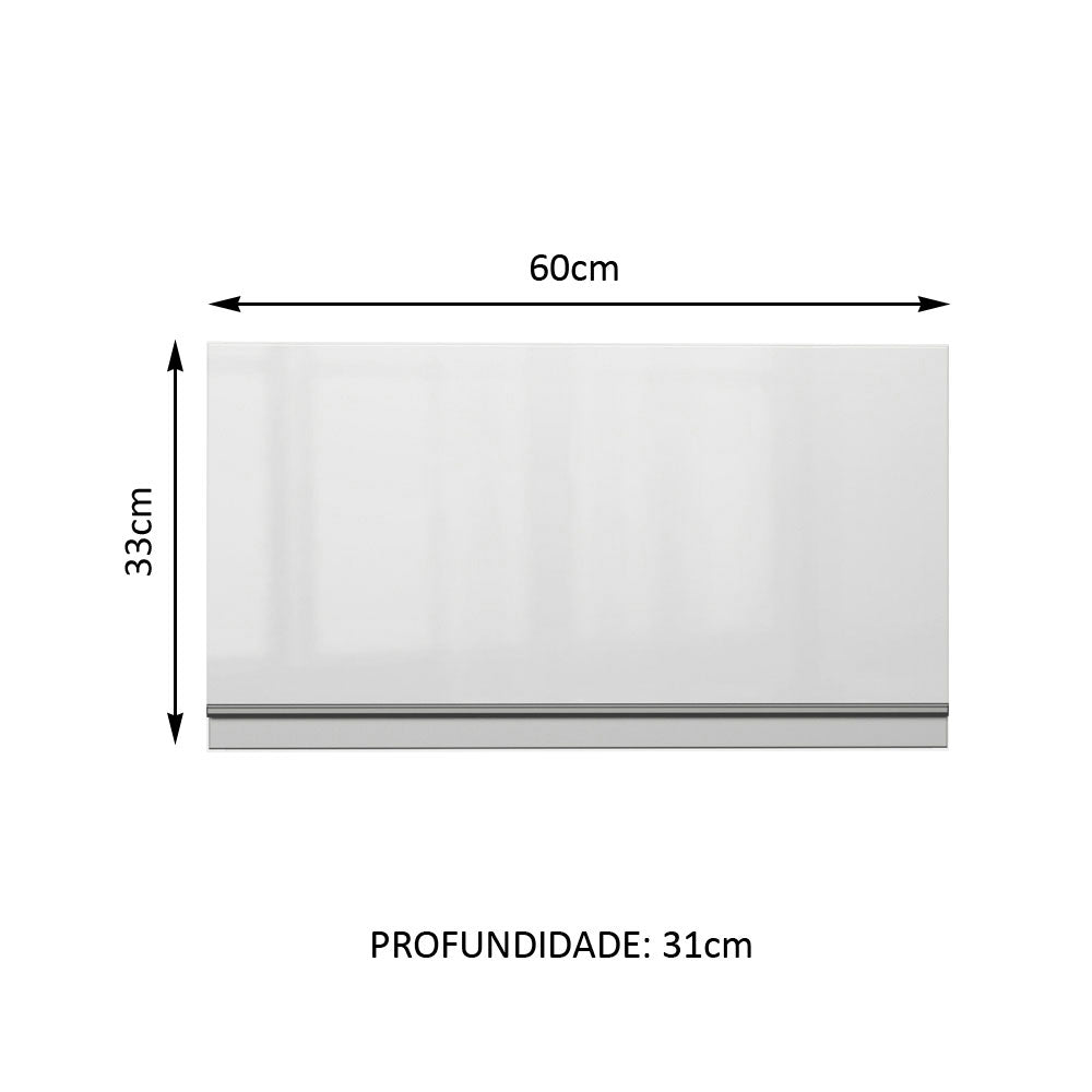Armário Aéreo Madesa Acordes 100% MDF 60 cm 1 Porta Basculante Branco Brilho