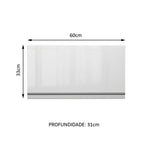 Armário Aéreo Madesa Acordes 100% MDF 60 cm 1 Porta Basculante Branco Brilho