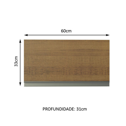 Armário Aéreo Madesa Acordes 100% MDF 60 cm 1 Porta Basculante Branco/Rustic