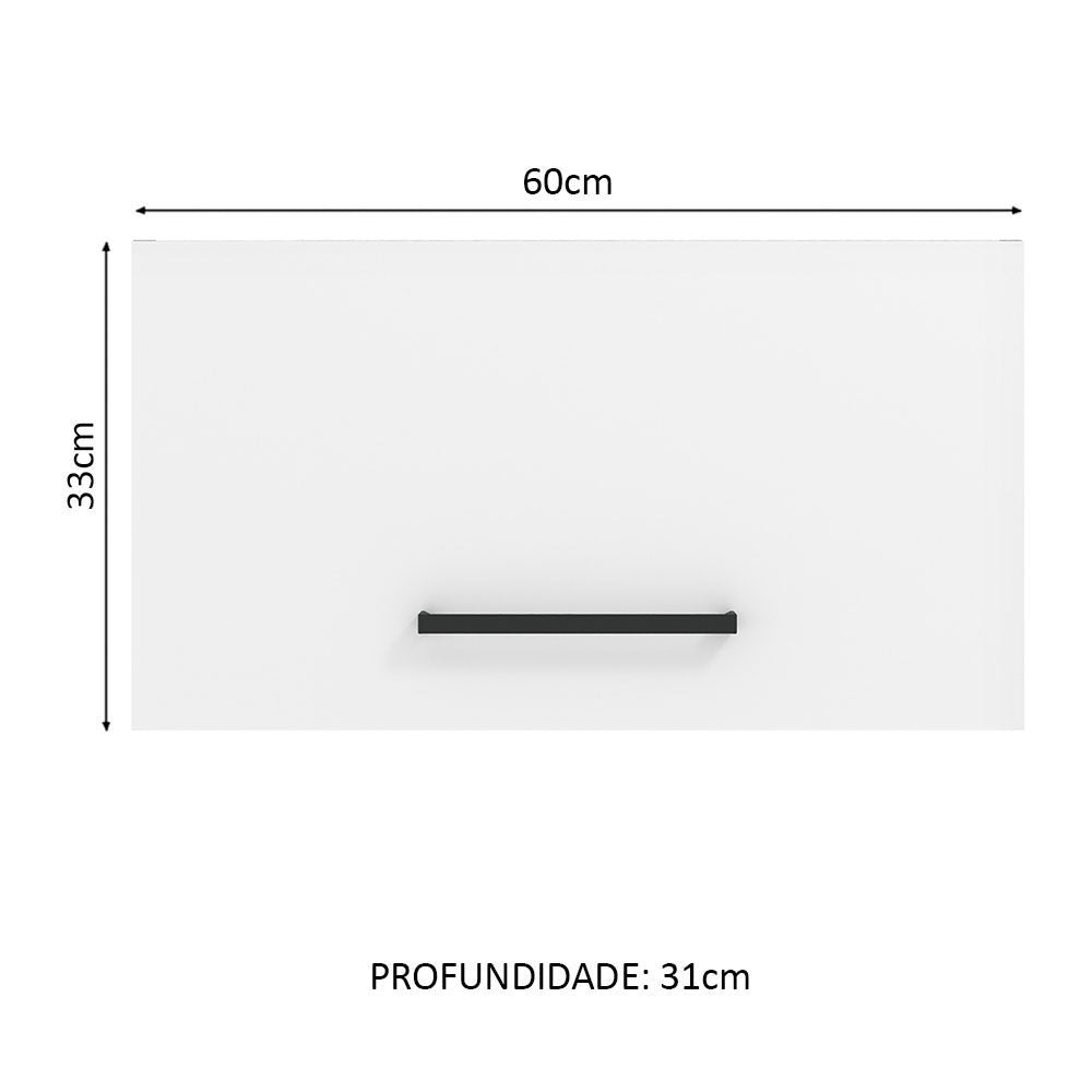 Armário Aéreo Madesa Agata 60 cm 1 Porta Basculante Rustic/Branco