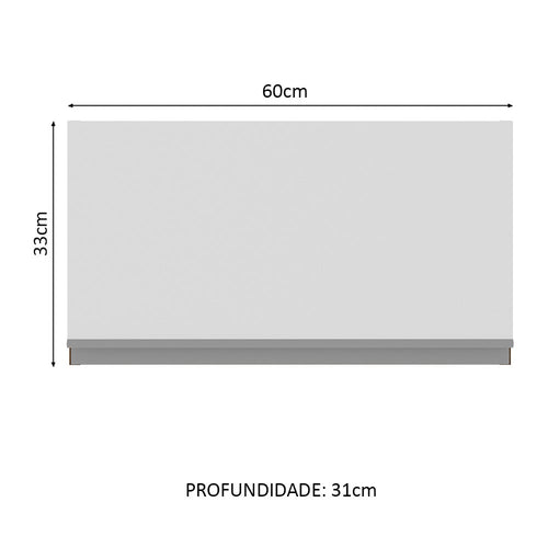 Armário Aéreo Madesa Glamy 60 cm 1 Porta Basculante Rustic/Branco