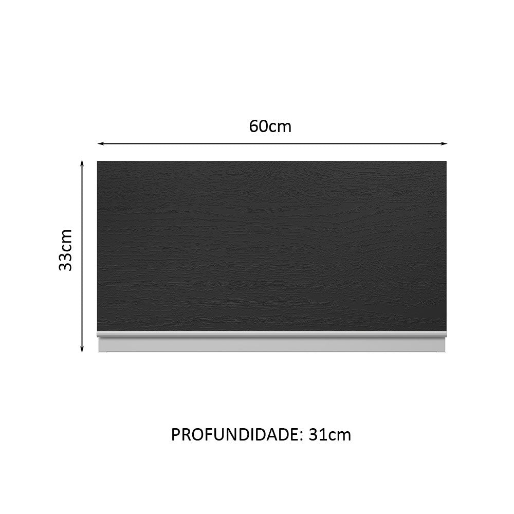 Armário Aéreo 100% MDF 60 cm 1 Porta Basculante Branco/Preto Acordes Madesa