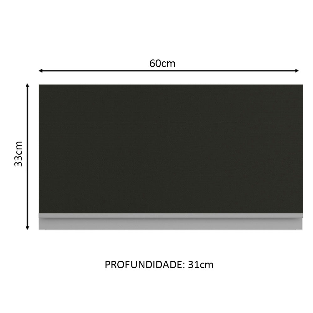 Armário Aéreo Madesa Glamy 60 cm 1 Porta Basculante Branco/Preto