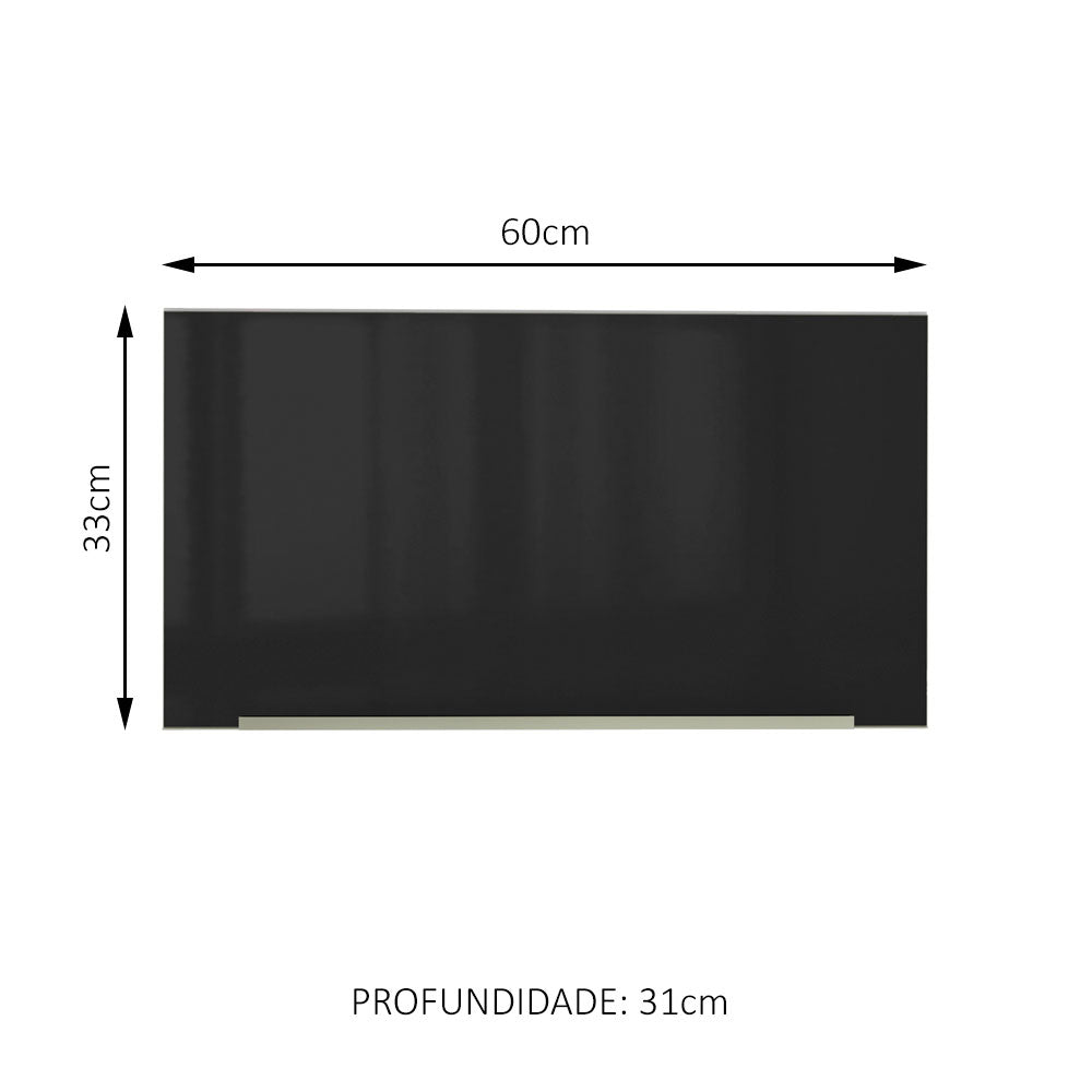Armário Aéreo Madesa Lux 60 cm 1 Porta Basculante Branco/Preto