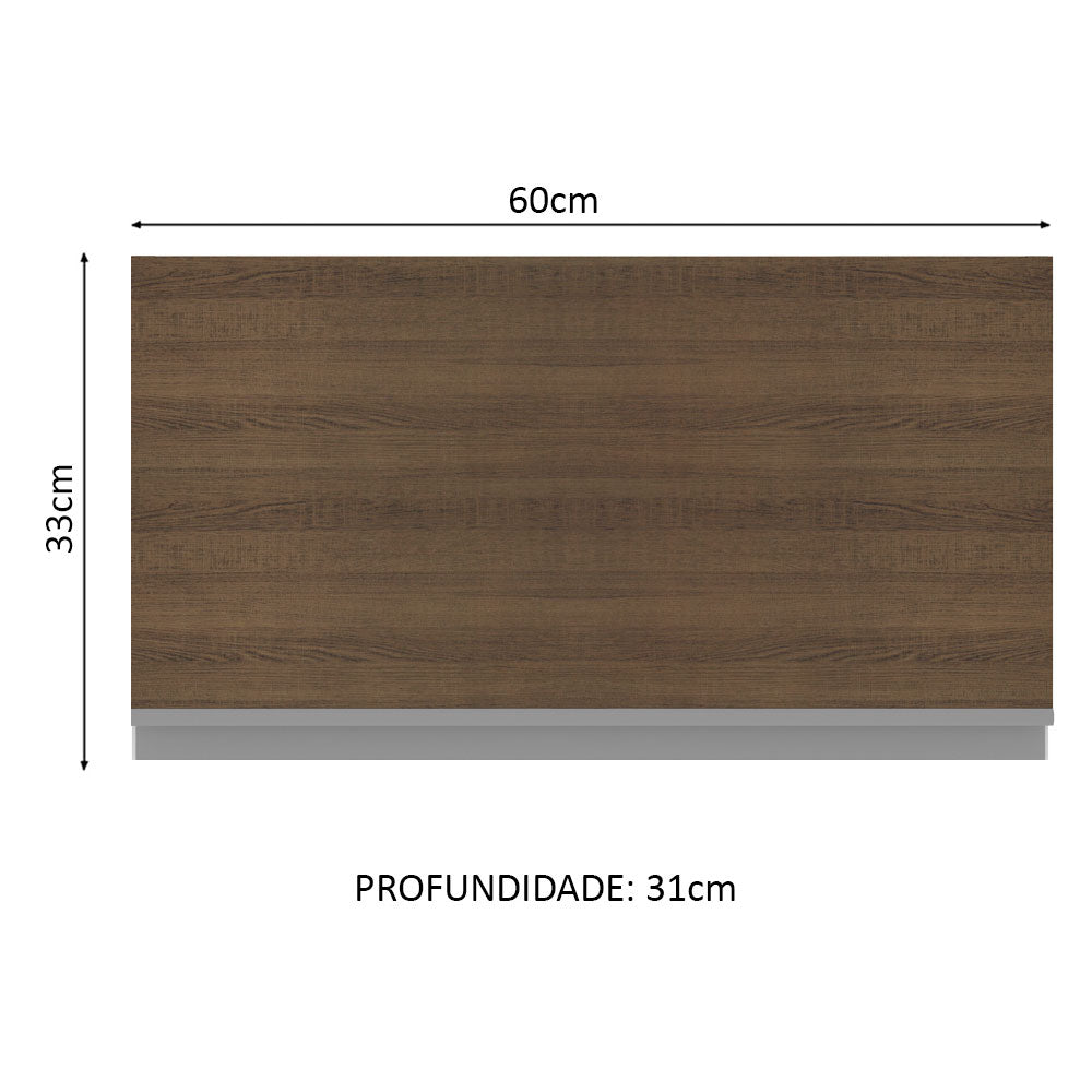 Armário Aéreo Madesa Glamy 60 cm 1 Porta Basculante Branco/Rustic