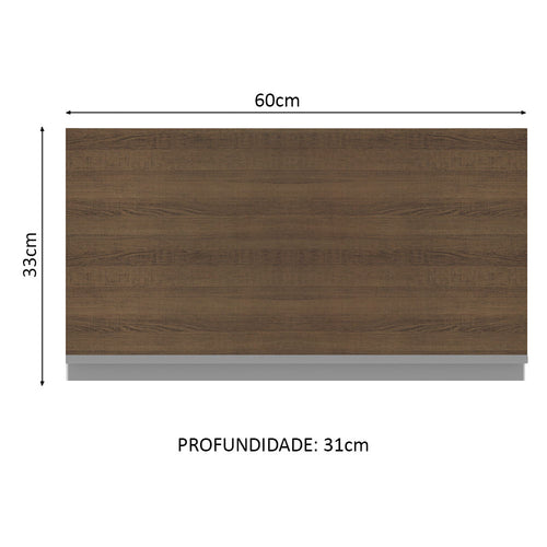 Armário Aéreo Madesa Glamy 60 cm 1 Porta Basculante Branco/Rustic