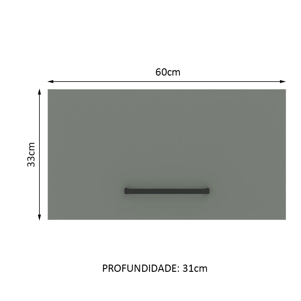 Armário Aéreo Madesa Agata 60 cm 1 Porta Basculante Branco/Cinza