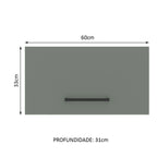 Armário Aéreo Madesa Agata 60 cm 1 Porta Basculante Branco/Cinza