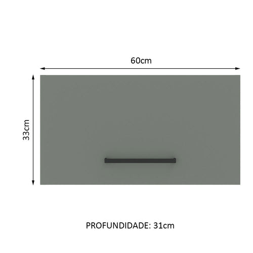 Armário Aéreo Madesa Agata 60 cm 1 Porta Basculante Branco/Cinza