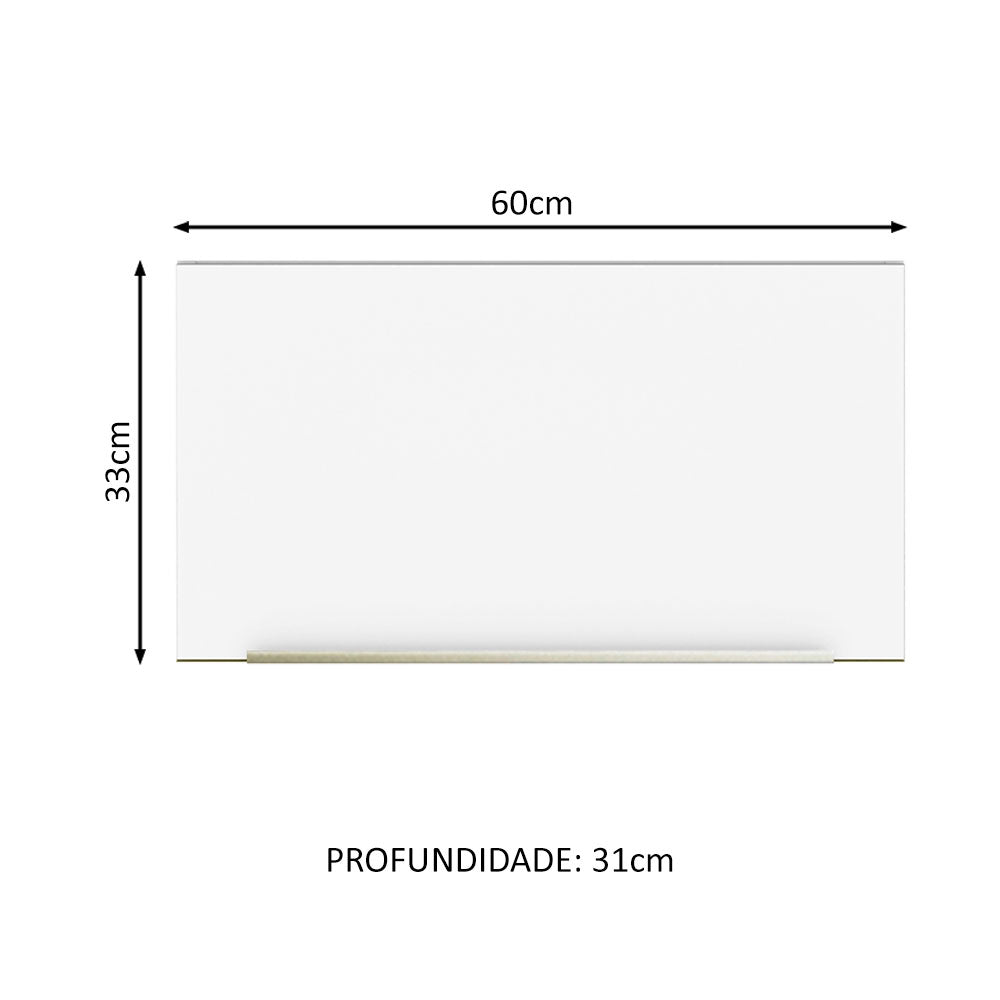Armário Aéreo Madesa Lux 60 cm 1 Porta Basculante Branco/Branco Veludo