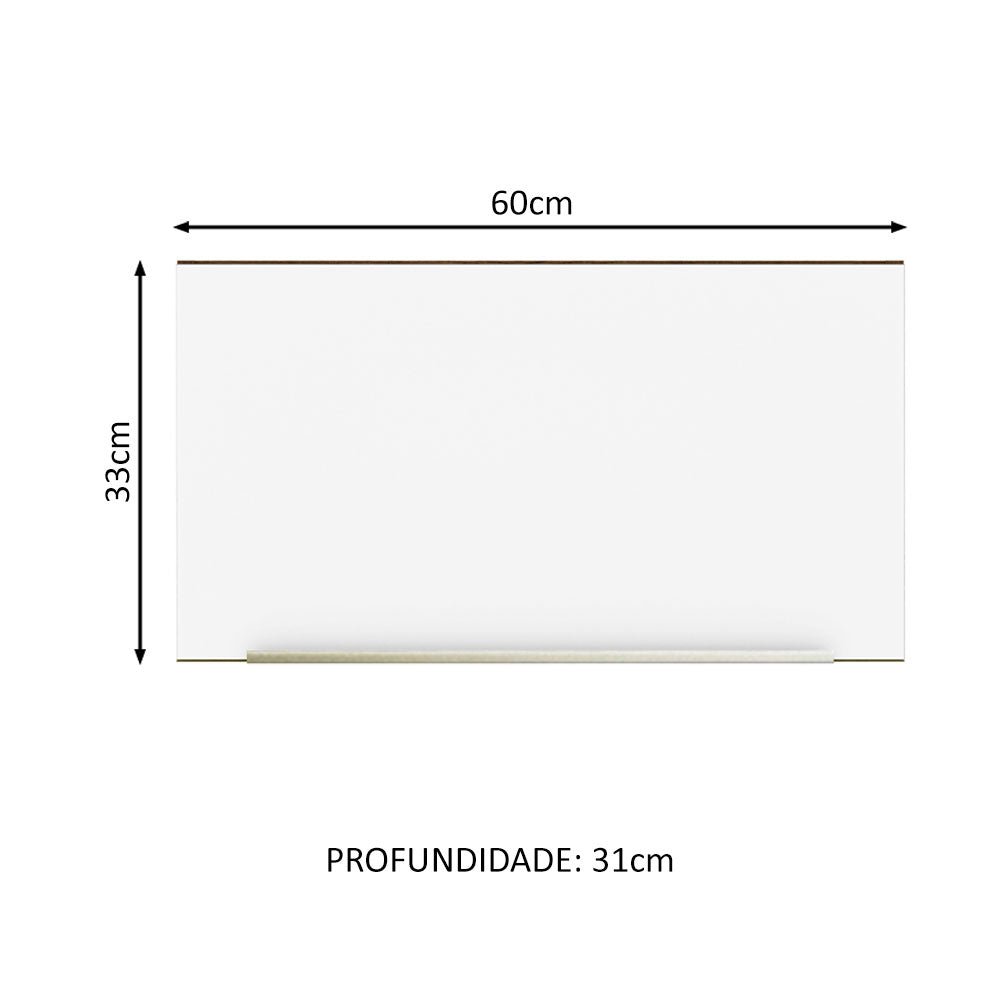 Armário Aéreo Madesa Lux 60 cm 1 Porta Basculante Rustic/Branco Veludo
