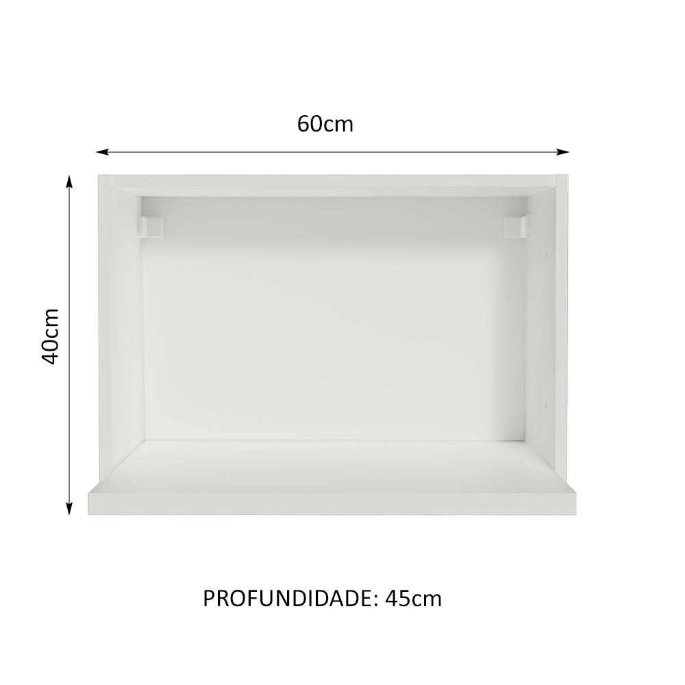 Armário Aéreo 60 cm Nicho para Microondas e Forno Elétrico Branco Madesa