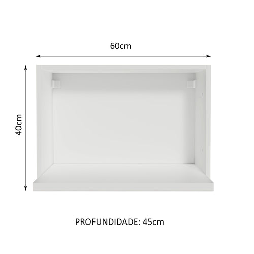 Armário Aéreo 60 cm Nicho para Microondas e Forno Elétrico Branco Madesa
