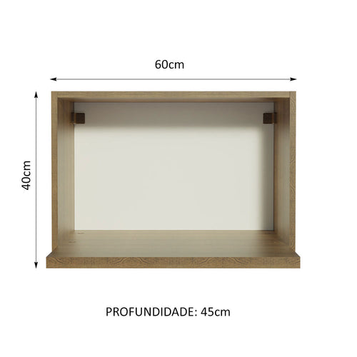 Armário Aéreo 60 cm Nicho para Microondas e Forno Elétrico Rustic Madesa
