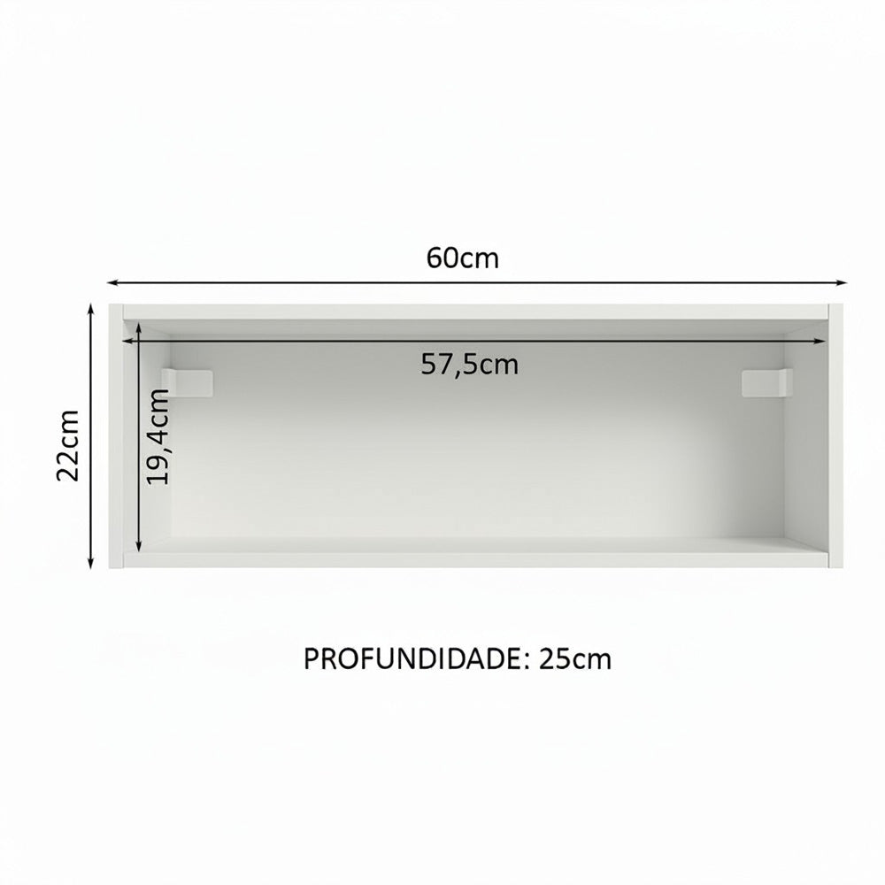Armário Aéreo com Nicho Aberto 60cm Branco Emilly Madesa