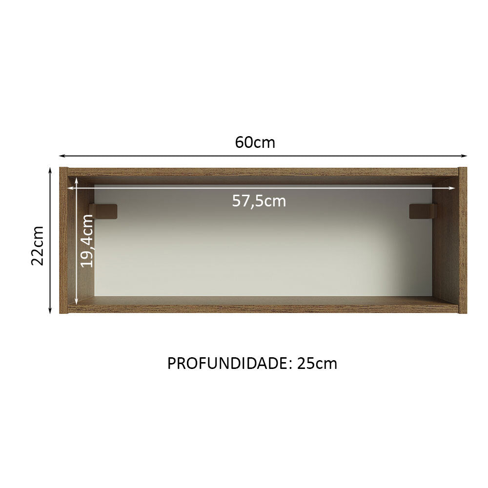 Armário Aéreo com Nicho Aberto 60cm Rustic Emilly Madesa