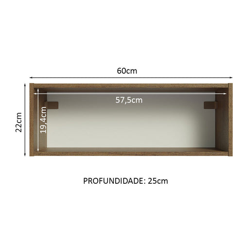 Armário Aéreo com Nicho Aberto 60cm Rustic Emilly Madesa