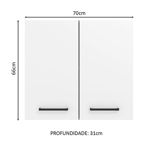 Armário Aéreo Madesa Agata 70 cm 2 Portas Branco
