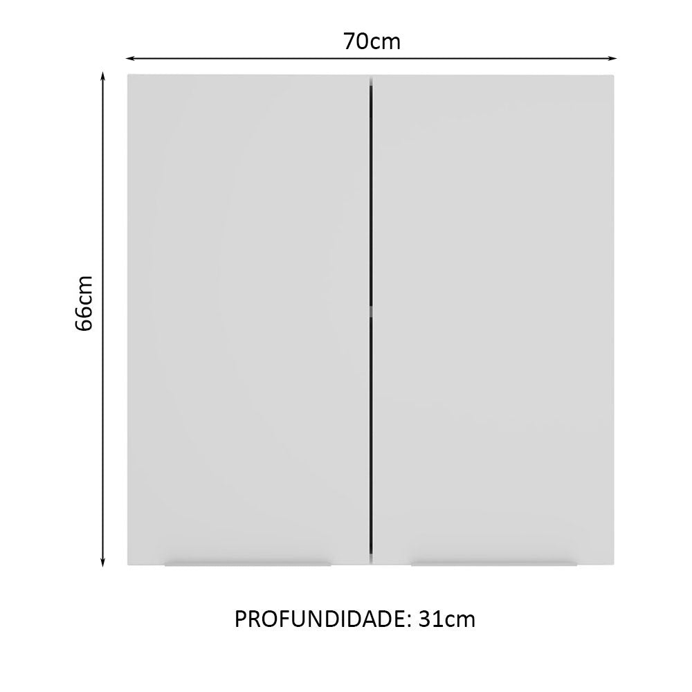 Armário Aéreo 70 cm 2 Portas Branco Stella Madesa