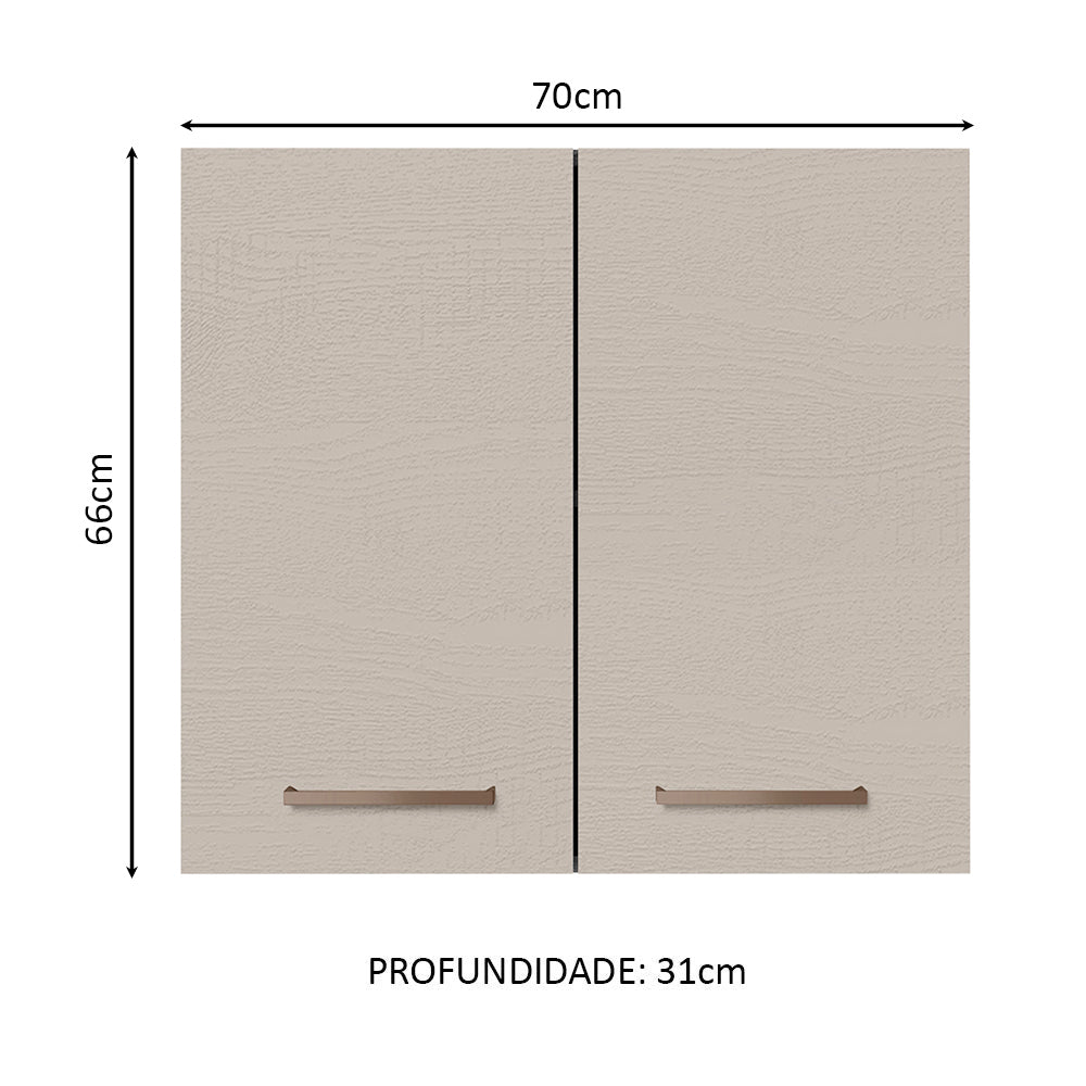 Armário Aéreo 70 cm 2 Portas Branco/Crema Agata Madesa