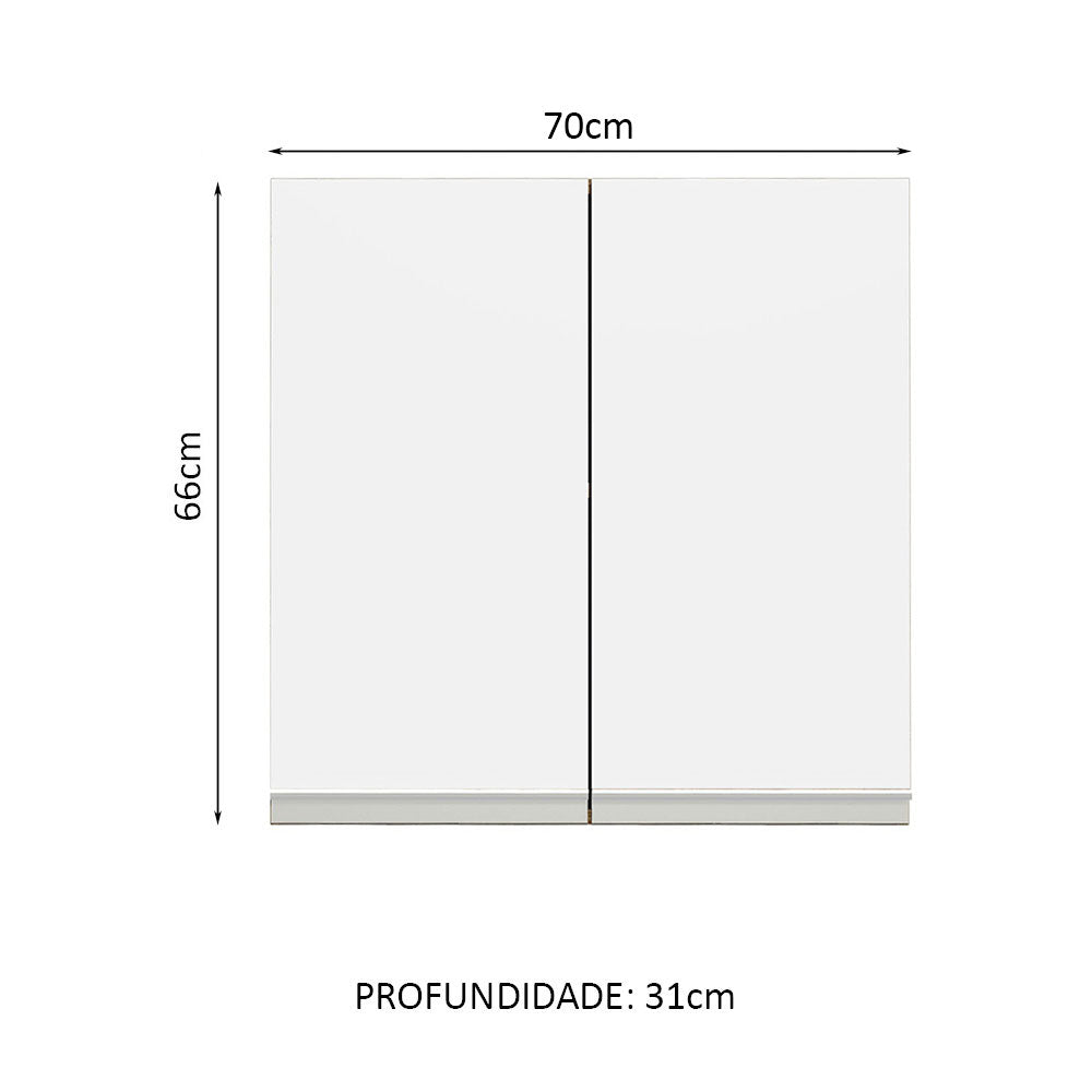 Armário Aéreo 70 cm 2 Portas Rustic/Branco Glamy Madesa