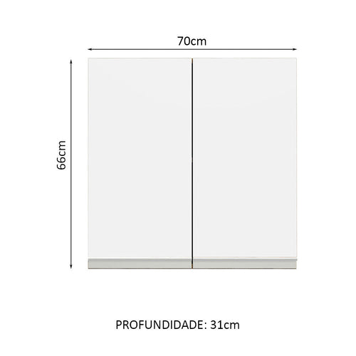 Armário Aéreo 70 cm 2 Portas Rustic/Branco Glamy Madesa