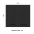Armário Aéreo Madesa Agata 70 cm 2 Portas Branco/Preto